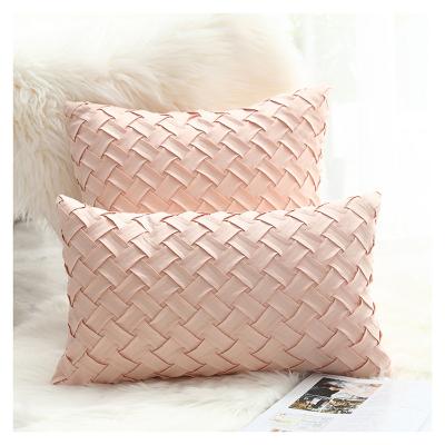 China HOSHOM Custom Solid Geometric Folded Color Pillow Case 60X60 Cushion Cover Rose Cushion Cover for sale