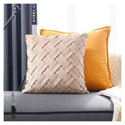 China Custom HOSHOM Pillow Cover Cushion Cover Nordic Folded 3D Plain Weave Pillow Case for sale