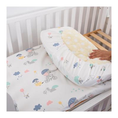 China HOSHOM Viable Fitted Custom Plastic Baby Crib Sheet Tank Top Cotton Nursery Kids Bedding Sheets for sale