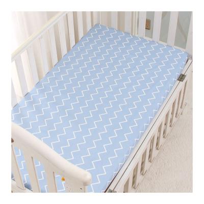 China HOSHOM Sustainable High Quality 100 Cotton Plaid Bule Kids Covers Custom Digital Printed Baby Crib Hutch Sheet for sale