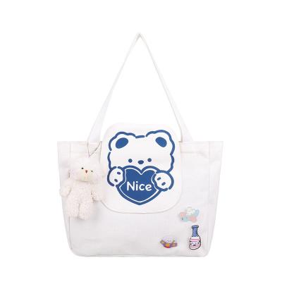 China HOSHOM Cartoon Bear Sublimation Canvas PORTABLE Bag Tote Bag Canvas Custom Print Tote Bag Cotton Custom Print for sale