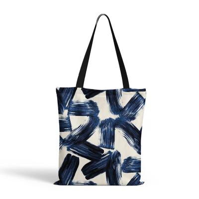 China Other Navy Blue Fashion Printed Eco Friendly Hemp Custom Canvas Jute Tote Bag With Zipper for sale