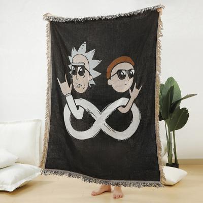 China HOSHOM PORTABLE High Quality Anime Throw Blanket Black Knitted Sofa Blanket Custom Logo For Winter for sale