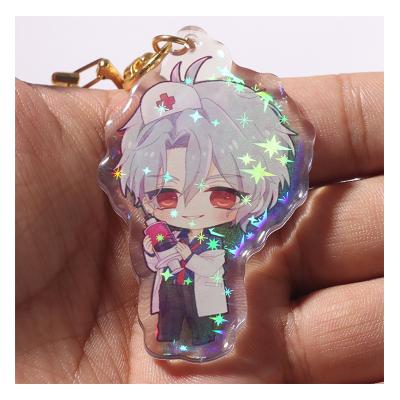 China Promotion Gift / Souvenir Custom Double Sided Hologram Acrylic Printed Anime Charms Custom Cartoon Acrylic Key Chain for sale