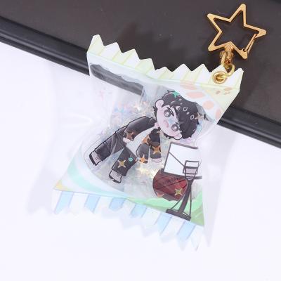 China Promotion Gift/Souvenir No MOQ Custom Acrylic Candy Key Chain Shaker Charm With Sequins Candy Key Chain for sale