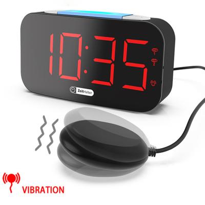 China LUMINOVA Manufacturer Quality Design Black Bed Shake Led Digital Alarm Clock USB Charging Deaf Alarm Clock for sale