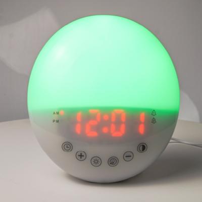 China Amazon Sunrise Radio Smart Alarm Clock Wake Up Light Sunset Simulation USB Charging Digital LED Kids Wake Up Clock UK for sale