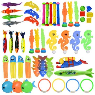 China 3+ Kids Swimming Pool Treasure Hunt Torpedo Water Ring Dive Diamond Set Toys for sale