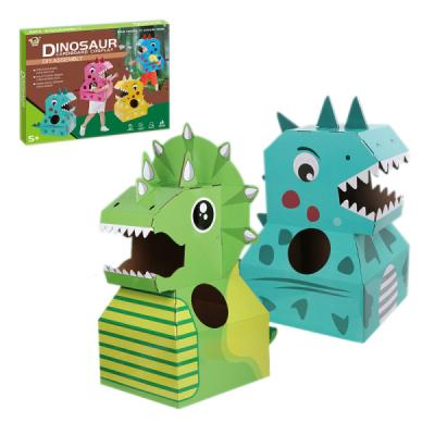 China Kindergarten paper portable parent-child dinosaur box cardboard children's interactive toys game playing a role for sale