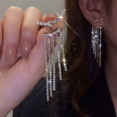 China FASHIONABLE Luxury Rhinestone Zircon Rhinestone Long Drop Dangle Earrings For Women for sale