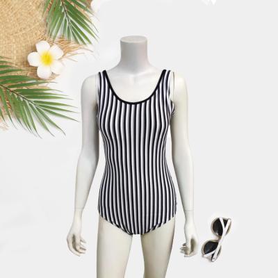 China Custom Sporty Girl's Stripe Swimwear One Piece Hot Sale Plus Size Swimwear Swimsuit for sale