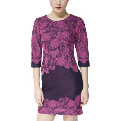 China Plussize/Hot Selling Women's New Elegance Lace A-line Dress Breathable/Comfortable/Soft/Dry Cleaning O-Neck Medium Sleeve for sale