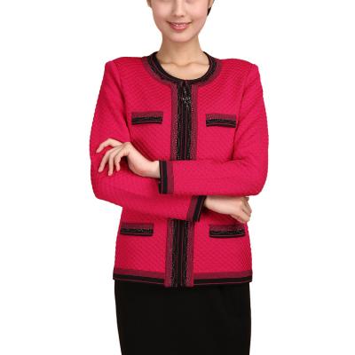 China Plussize/Autumn Soft Knitted O-Neck Sleeve Office Faux Stone Cardigan Fashion Cardigan Dry Cleaning Breathable/Comfortable/Soft/Long for sale