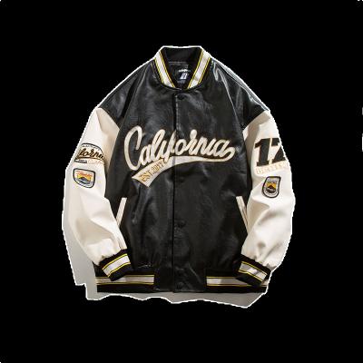 China High Quality PU QUICK DRY Casual Baseball Jacket Street OEM Factory Sale Letterman Uniform Loose Men's Jackets Retro for sale