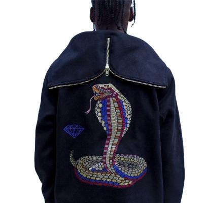 China Sustainable Luxury High End Custom Wool Baseball Jacket Cobra Embroidered Casual Varsity Jacket for sale