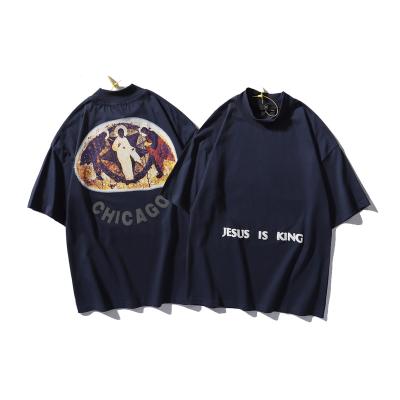 China European and American brand Jesus of the tide low-key luxury anti-shrink cotton 100% custom-made T-shirt Jesus is God religious oil painting men and wome for sale