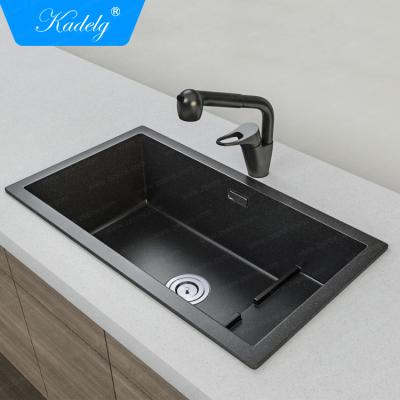 China Without Single Bowl Compound Deep Single Faucet Handmade Black Ceramic Kitchen Sink for sale