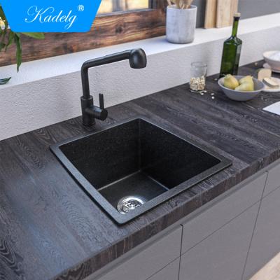 China Without Faucet Custom Size Granite Sink White Color Single Bowl Kitchen Sink for sale