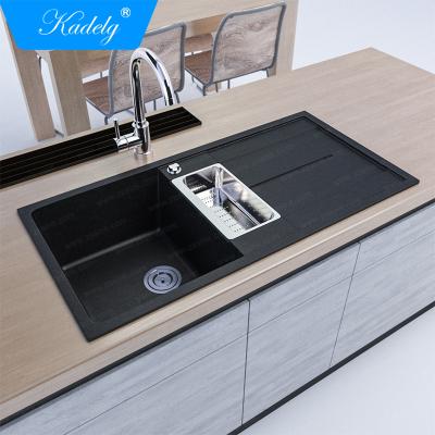 China Without Faucet Modern Design Kitchen Used 1.5 Bowl Quartz Sink Granite Kitchen Sink for sale