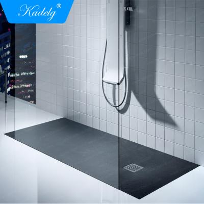 China Modern Rectangle Shape Resin Shower Tray Bathroom Black Stone Shower Tray for sale