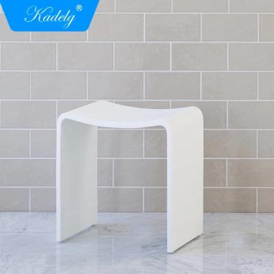 China Low MOQ Kadelg Modern Acrylic White Shower Stool Chair For Bathroom for sale