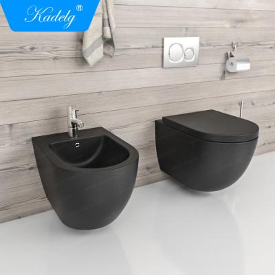 China Hidden Tank Bathroom Matt Black Toilet Set Automatic Rimless Ceramic Smart Toilet for sale