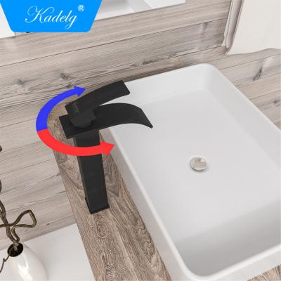 China China Wholesale Hot And Cold Water Mixer Deck Mounted Matt Black Basin Faucet for sale