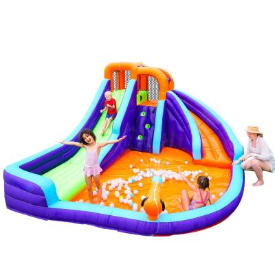 China Kids Fun Toys Commercial Inflatable Water Slide Bounce House AirMyFun Dual Slide Bounce House with Water Gun for sale