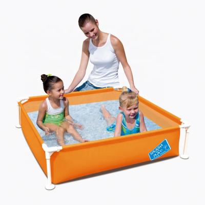 China Bestway-56217 PVC Above Ground Square Metallic Baths Frame Swimming Pool For Kids for sale