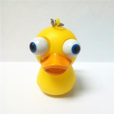 China Promotion gift cute popeyed rubber duck 3d keychains promotional eyes pop up duck PVC keychains for sale