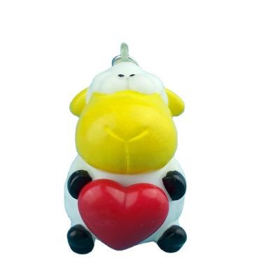 China Promotional Items Sheep Heartbeat Animal Shaped Keychains Press Soft Rubber Heart Snap PVC Keyrings for sale