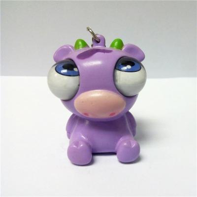 China Promotional Custom Rotating Eyes Pig PVC Keychains 3d Rolling Eyes Purple Pig Keychains for sale