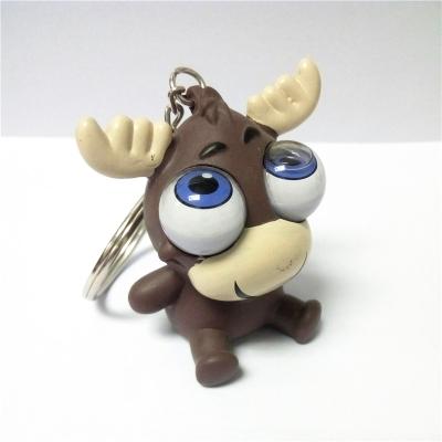 China Advertising Rolling Eyes PVC Animal Keychains , Liquids Custom Eyes Animal Squeeze Keychains for sale