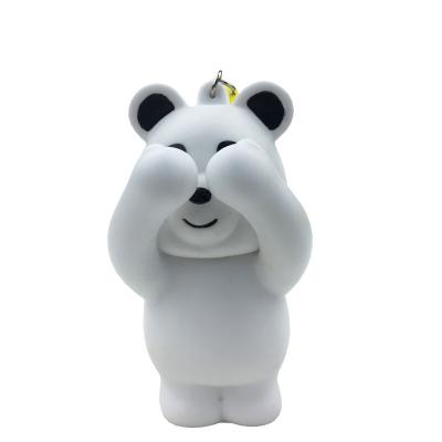 China Promotional Art Bear Vinyl Toy Keychains, Custom Wave Animal Hand Squeeze Rubber Key Chains for sale