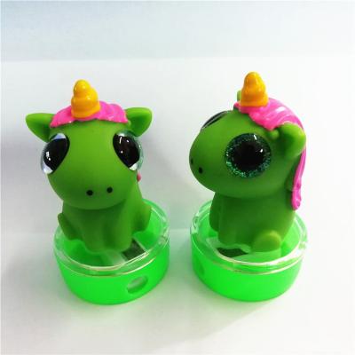 China Funny Promotional Items Eyes Snap Unicorn Sharpener Toys, Promotional Animal Shaped Plastic Pencil Sharpeners for sale