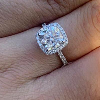 China JKR006 romantic customization Diamond Ring 925 silver couples Ring Fashion Romantic Moissanite Ring for sale