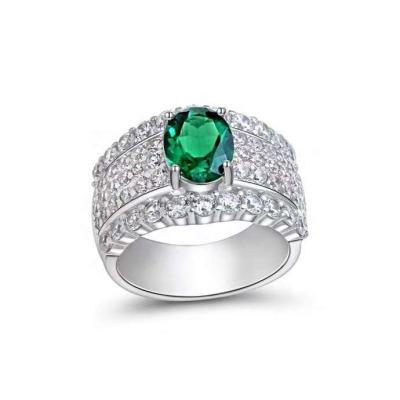 China New Original CLASSIC Light 925 Luxury Emerald Ring Fashion Silver Inlaid Consolidation Design for sale