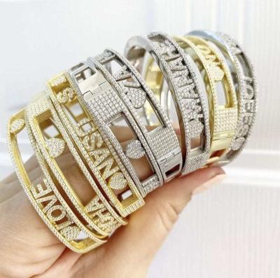 China JK0164 Custom Jewelry Casual/Sporting 26 Alphabet Initial Letters Bracelets & Bangles DIY Letter Gold Moving Name Bracelet for sale