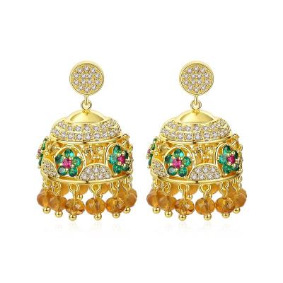 China New Design Gold Jhumka Earring CLASSIC Tassel Zirconia JK0133 Gold Jhumka Earrings for sale