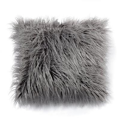 China Anti-bacteria Factory Supply Faux Fur Pillow Faux Sheepskin Wool Fluffy Pillow Cushion Cover for sale