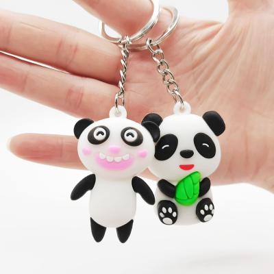 China Panda Keychains Silicone Hot Cute Panda Keyrings Plastic For Gifts for sale