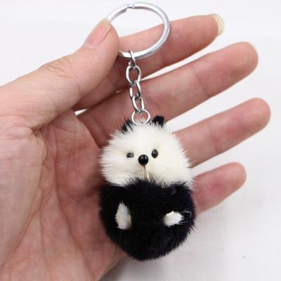 China Real Fur and Mink Hair Panda Keychain Bag Panda Mobile Phone Bag Accessories Cute Creative Fur Pendant for sale