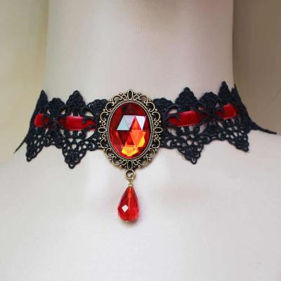 China Other Halloween Gothic Jewelry Lace Up Necklace For Women Nightmare Before Christmas Black Layered Necklace for sale