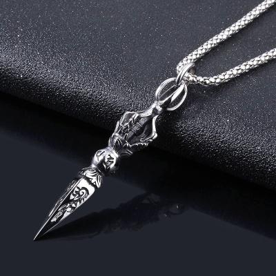 China Other Hollow Carved Antique Dagger Pendant Necklace Men Buddhism Jewelry Woman Gift for sale