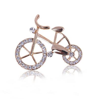 China ALLOY Elegance Gold Rhinestone Bike Shape Mens Womens Unisex Sparkle Brooch Pins Jewelry Gift for sale