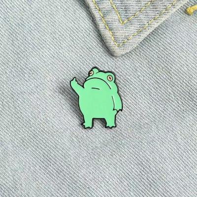 China ALLOY Cartoon Green Frog Creative Animal Modeling Noise Enamel Pin Lapel Badges Brooch Funny Fashion Jewelry for sale