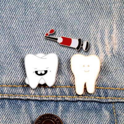 China ALLOY Cartoon Syringe Pink Pill Enamel Pins Smile Teeth Brooches Organ Metal Badge Denim Bag Medical Lapel Pin Jewelry Gifts for sale