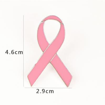 China ALLOY Pink Enamel Ribbon Pin Breast Cancer Awareness Brooch 2 Orders for sale