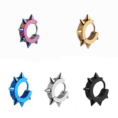 China Other Black Spike Rivet Stainless Steel Small Circle Earring Jewelry Gifts Accessories Women Mens Punk Earrings for sale