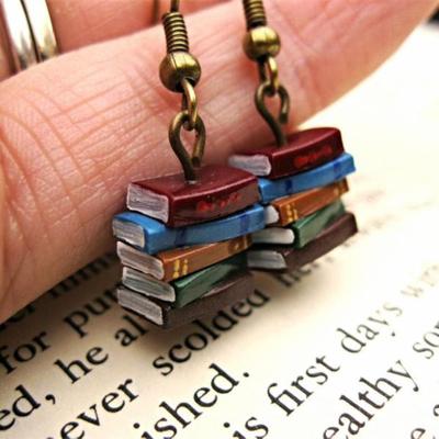 China Other Classic Pile Of Books Drop Dangle Earrings Multicolor Book Dangle Earrings For Women Girl for sale